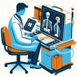 a doctor seeing an X-ray image on a computer.